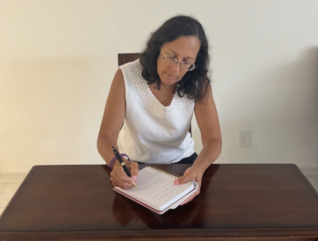 Dr. Yvette Colón centering herself with journaling.